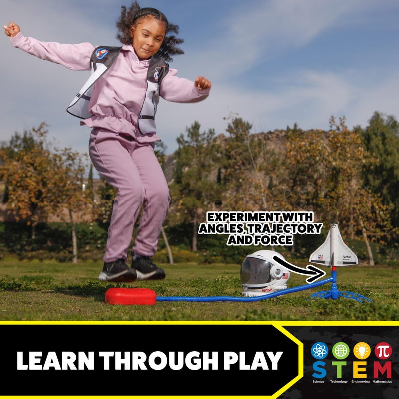 Stomp Rocket Space Collection Rocket Launcher for Kids, 3 NASA Rockets - Backyard & Outdoor Fun Toy Gift for Boys & Girls - STEM Soft Foam Blaster Set Soars Up to 100 Feet - Ages 5 & Up - Image 5