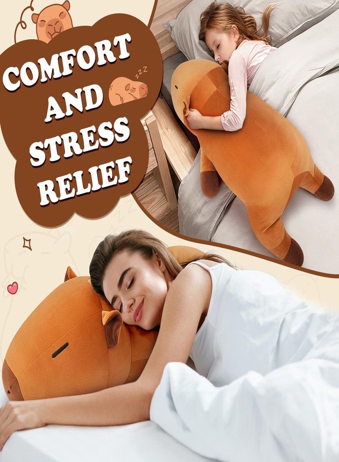 Auspicious beginning 30'' Giant Capybara Plush Stuffed Animal- Capybara Plush Pillow Plushies, Large Sleeping Capybara Plush Toy, Cute Hugging Capybara Stuffed Animal, Birthday Gifts for Kids Girls Boys - Image 4