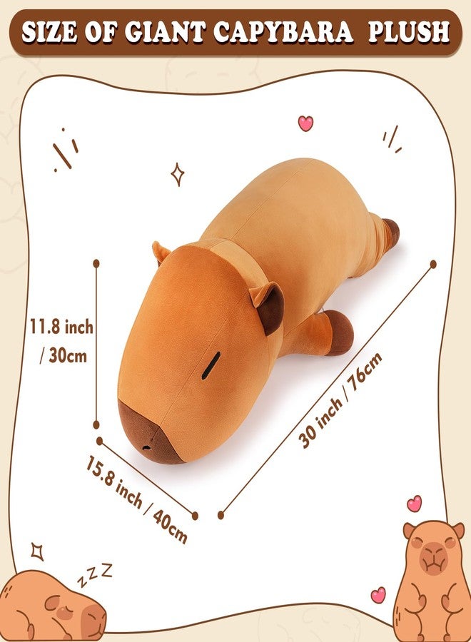 Auspicious beginning 30'' Giant Capybara Plush Stuffed Animal- Capybara Plush Pillow Plushies, Large Sleeping Capybara Plush Toy, Cute Hugging Capybara Stuffed Animal, Birthday Gifts for Kids Girls Boys - Image 2