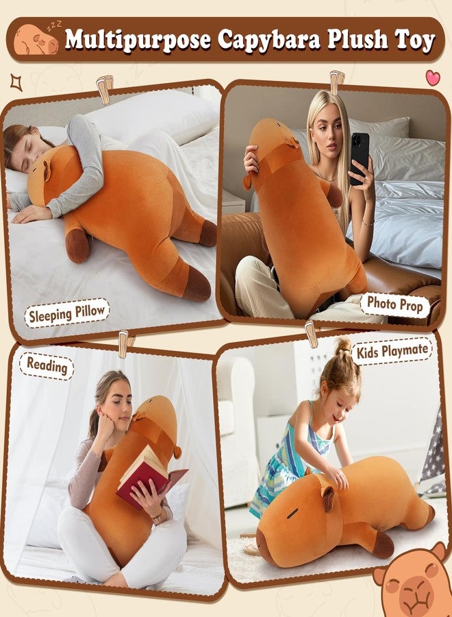 Auspicious beginning 30'' Giant Capybara Plush Stuffed Animal- Capybara Plush Pillow Plushies, Large Sleeping Capybara Plush Toy, Cute Hugging Capybara Stuffed Animal, Birthday Gifts for Kids Girls Boys - Image 5