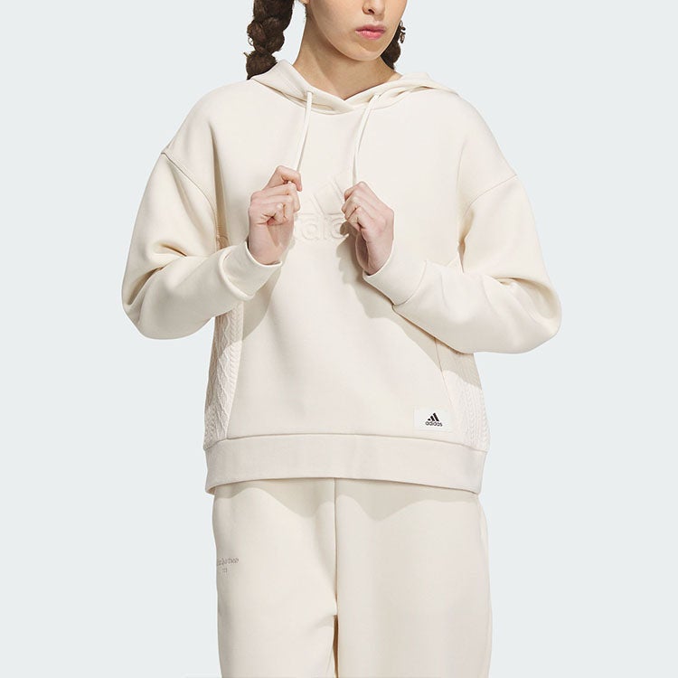Adidas (WMNS) adidas Lounge Hooded Sweatshirt 'Off White' - Image 2