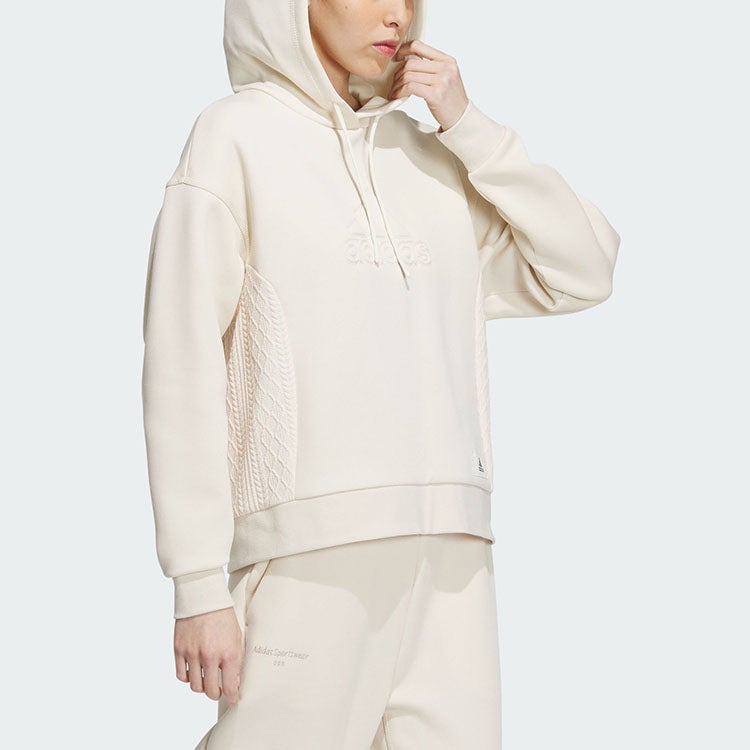 Adidas (WMNS) adidas Lounge Hooded Sweatshirt 'Off White' - Image 4