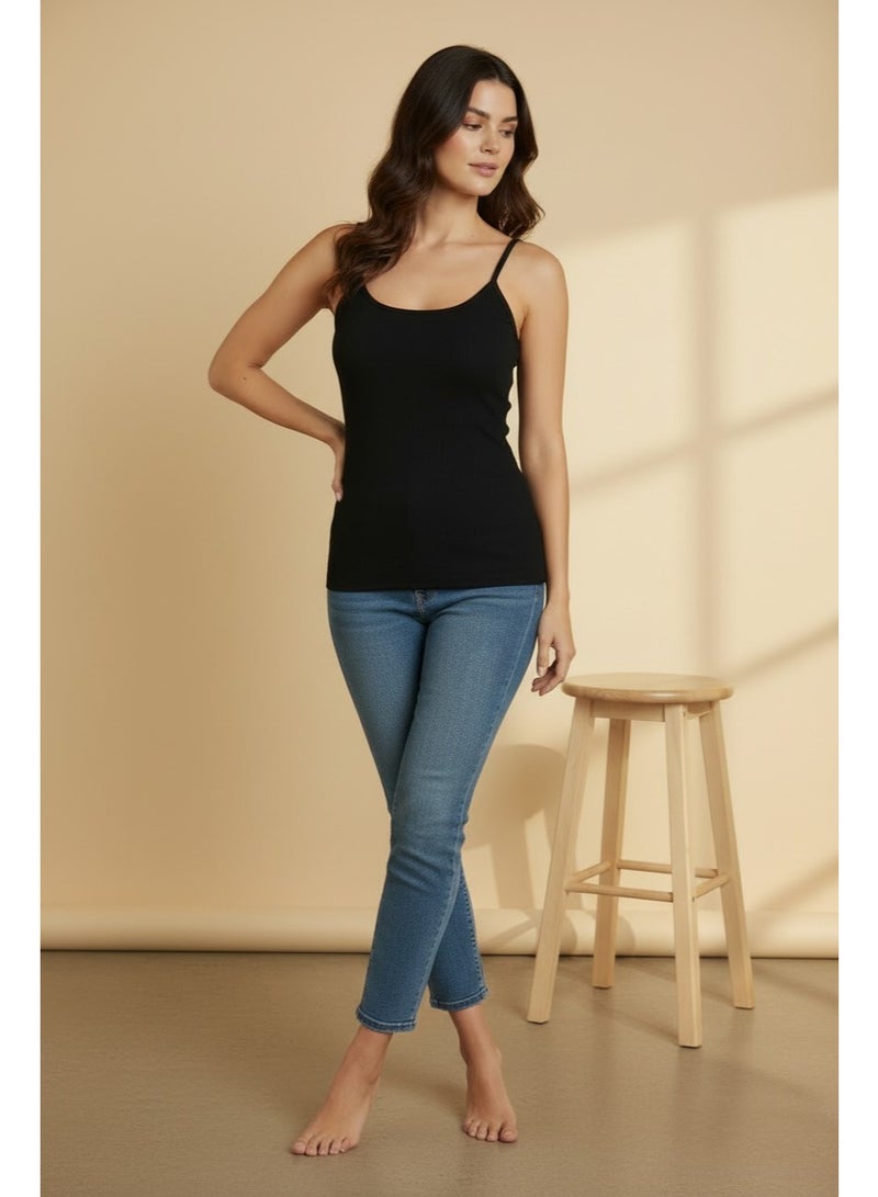 Eiffel Women’s Sleeveless Camisole – Made from Premium Syrian Cotton,100% COTTON , Pack Of 2 Contains 1 Black 1 White Color - Image 4