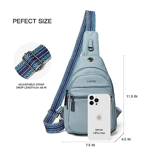 LATMAP 7L Sling Bag For Women Faux Leather Anti Theft Small Casual Daypack Backpack Fanny Pack Crossbody Chest Bags Purse Waterproof Light Blue - Image 4
