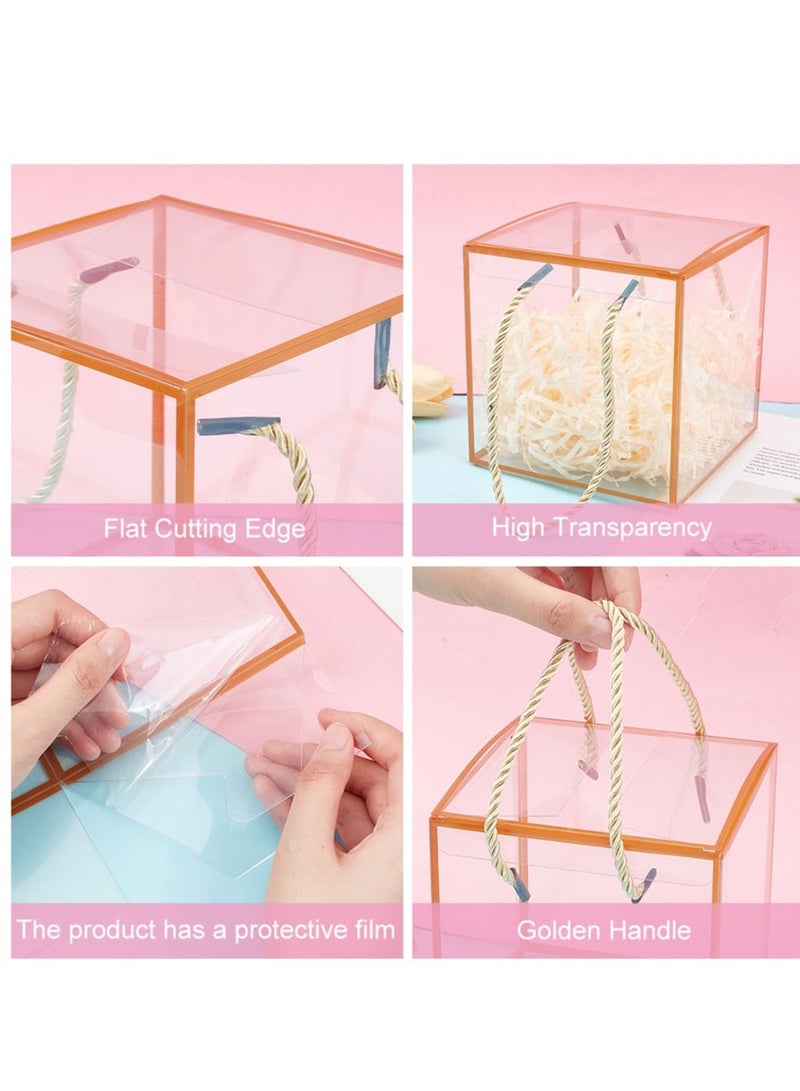 Excefore صندوق هدايا شفاف، 10 قطع من صناديق الهدايا الشفافة صندوق هدايا شفاف، صناديق هدايا مع حافة سوداء من الدانتيل ومقبض للحلوى والشوكولاتة وهدايا الحفلات وتغليف الهدايا (12 × 12 × 12 سم) - Image 4