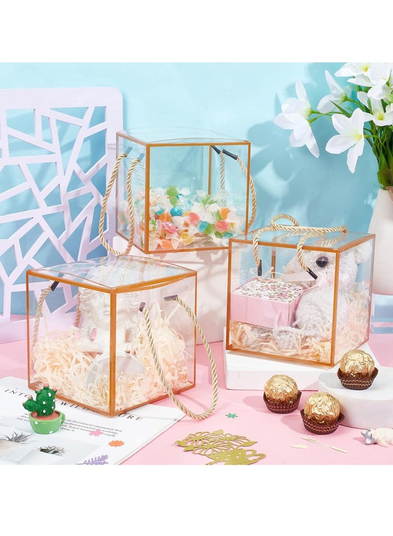 Excefore صندوق هدايا شفاف، 10 قطع من صناديق الهدايا الشفافة صندوق هدايا شفاف، صناديق هدايا مع حافة سوداء من الدانتيل ومقبض للحلوى والشوكولاتة وهدايا الحفلات وتغليف الهدايا (12 × 12 × 12 سم) - Image 5