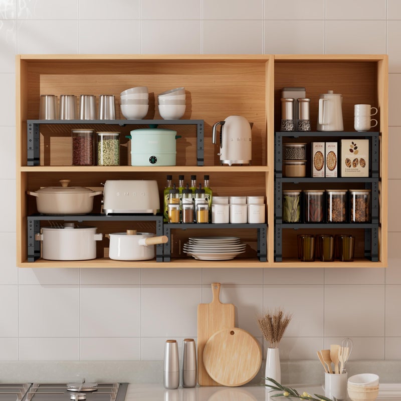 Asiingkel Metal Stackable Expandable Storage Shelf - Multi-Functional Home Storage Shelf, Suitable for Kitchen, Cabinetï¼ŒBathroom, Office, Garage, etc.ï¼ˆ1PACK/Black/Medium - Image 4