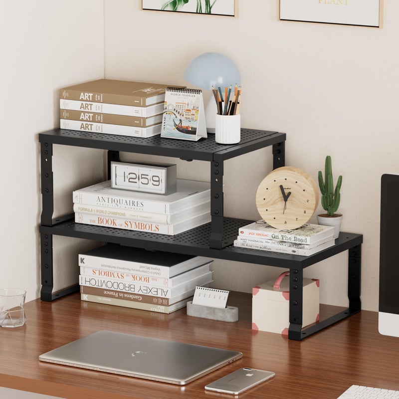 Asiingkel Metal Stackable Expandable Storage Shelf - Multi-Functional Home Storage Shelf, Suitable for Kitchen, Cabinetï¼ŒBathroom, Office, Garage, etc.ï¼ˆ1PACK/Black/Medium - Image 3