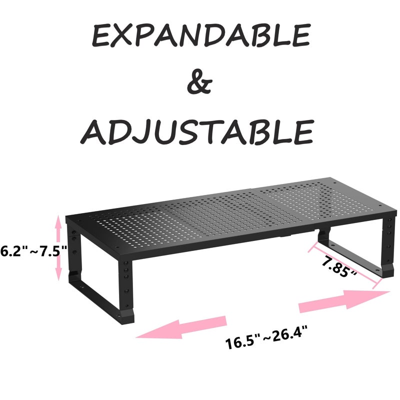 Asiingkel Metal Stackable Expandable Storage Shelf - Multi-Functional Home Storage Shelf, Suitable for Kitchen, Cabinetï¼ŒBathroom, Office, Garage, etc.ï¼ˆ1PACK/Black/Medium - Image 2