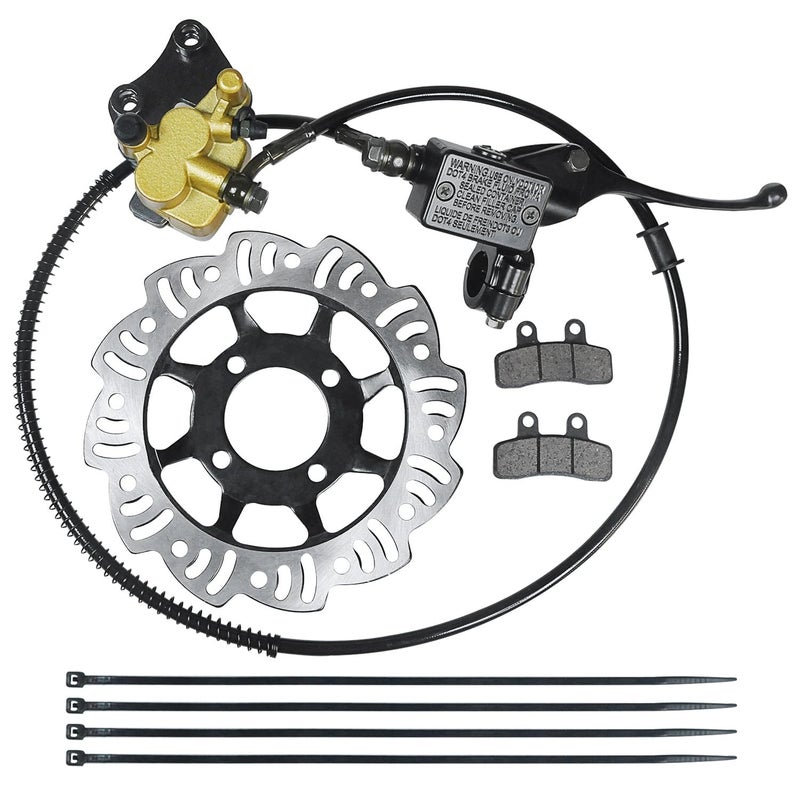 HOLATO Front Hydraulic Disc Brake Master Cylinder Caliper Assembly Brake Rotor with Pads for 50cc 70cc 90cc 110cc 125cc SSR125 SSR110 TAOTAO DB10 DB14 Apollo Dirt Pit Bike ATV Parts Heavy duty