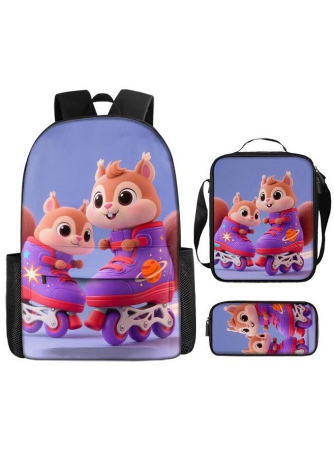 Bright Li Fire Unlock the new fashion of childish fun! Three-piece set of bags, cartoon elements for children and teenagers (students, children, friends' outings, mountain climbing, schooling, etc. can be used) - 10 - Image 2