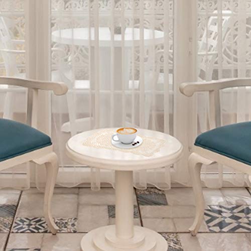 AUEAR، 2 قطعة من مفارش الكروشيه القطنية الدائرية مستطيلة، بيج، مصنوعة يدويًا لأدراج الطاولات والطاولات الجانبية، 17 * 9.5 بوصة - Image 5