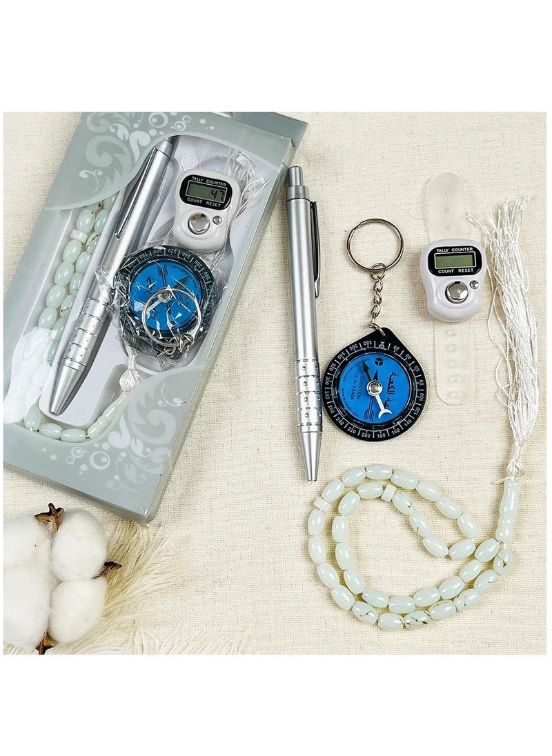 Rosh Luxury Islamic Prayer Beads Set: 33 Tasbih Beads + Digital Counter, Compass, Pen - Ramadan & Eid Corporate Gift  - Image 1