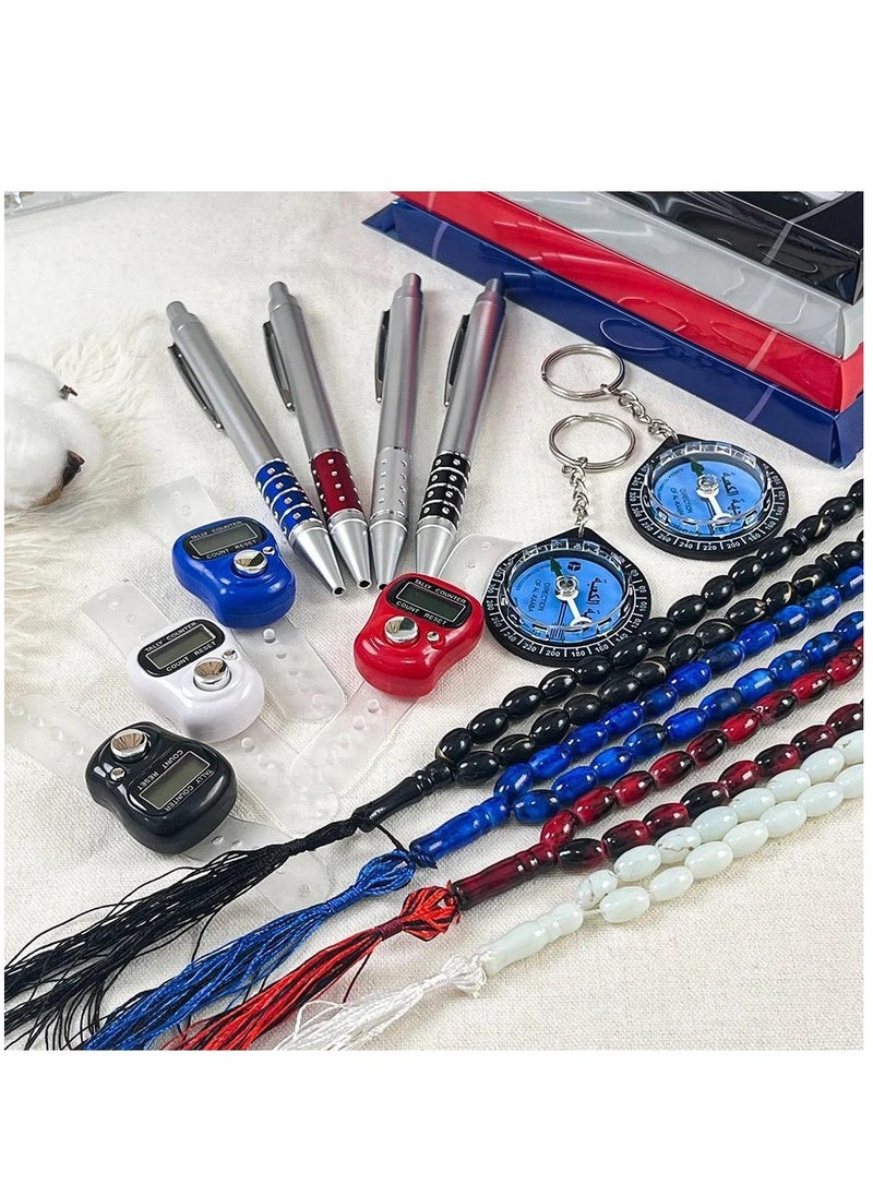 Rosh Luxury Islamic Prayer Beads Set: 33 Tasbih Beads + Digital Counter, Compass, Pen - Ramadan & Eid Corporate Gift  - Image 2