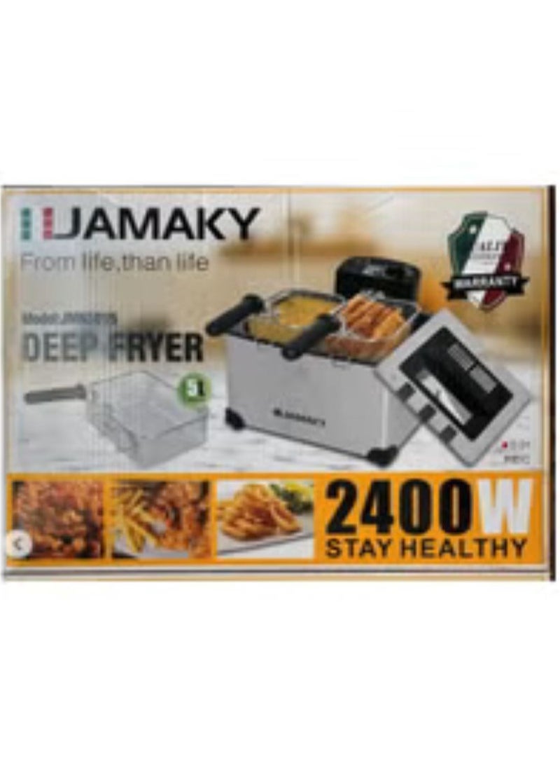Jamaky Italy قلاية كهربائية 5 لتر من جاماكى ستانلس ستيل 2400 وات - jmk5015  - Image 3