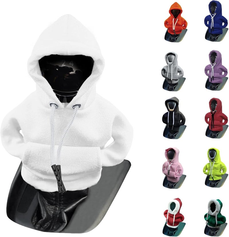 vvag Gear Shift Hoodie, Hoodie Car Gear Shift Cover, Car Shift Knob Hoodie, Automotive Interior Accessories, Universal Fit Knob Cover Gift (White) - Image 1