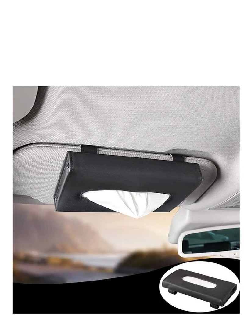 Generic Car Tissue Holder, Sun Visor Napkin PU Leather Paper Towel Case Holder for Seat Back/Vehicle Side Door  - Image 1