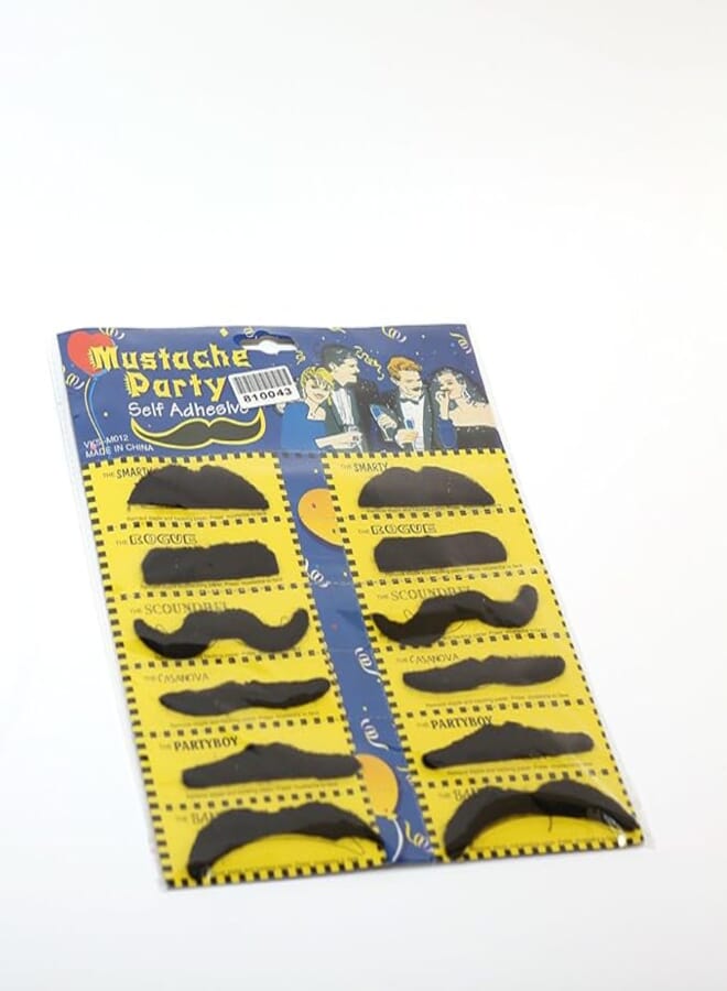 Generic Self Adhesive Set 12 Fake Mustaches Costume Party Disguise