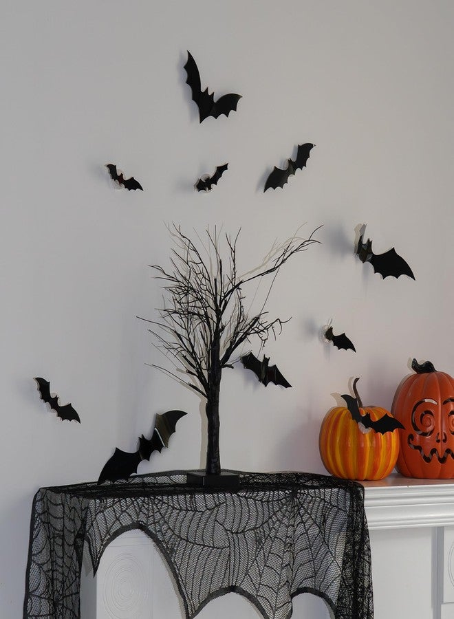 TW SHINE 36 Pcs Halloween Bats Wall Decor, Removable Lighted 3D Bats Wall Stickers Assorted Size, PVC Halloween Decorations for Indoor Outdoor Home Window Party Supplies - Image 3