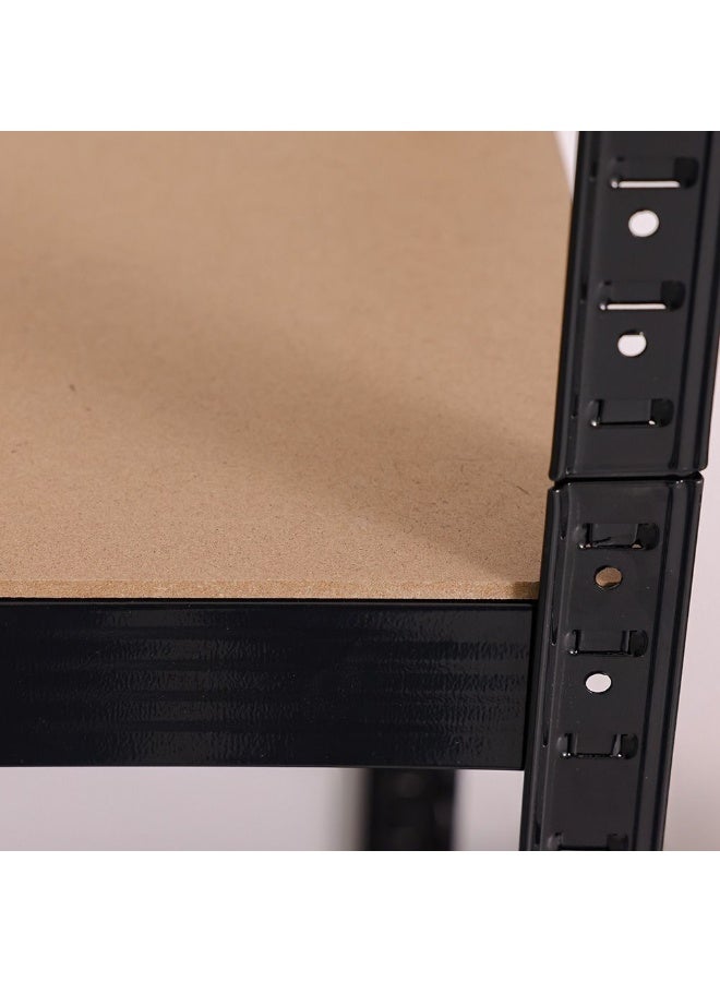 Milano 3 Layer Steel Shelf with MDF Board - Heavy Duty Black Storage Rack (120x45x180 cm) - 250kg Capacity - Ideal for Home & Office Organization - Image 3