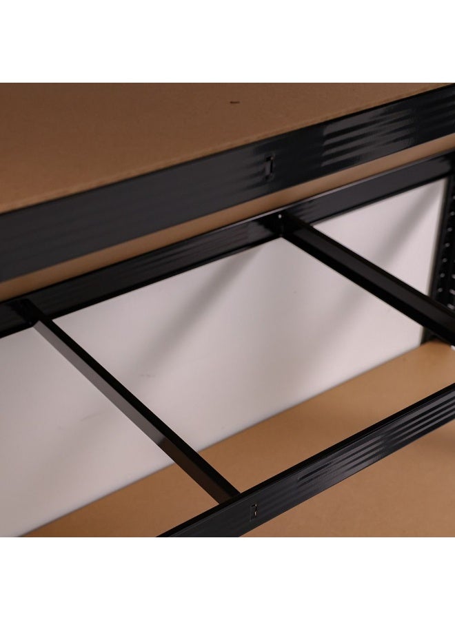 Milano 3 Layer Steel Shelf with MDF Board - Heavy Duty Black Storage Rack (120x45x180 cm) - 250kg Capacity - Ideal for Home & Office Organization - Image 2