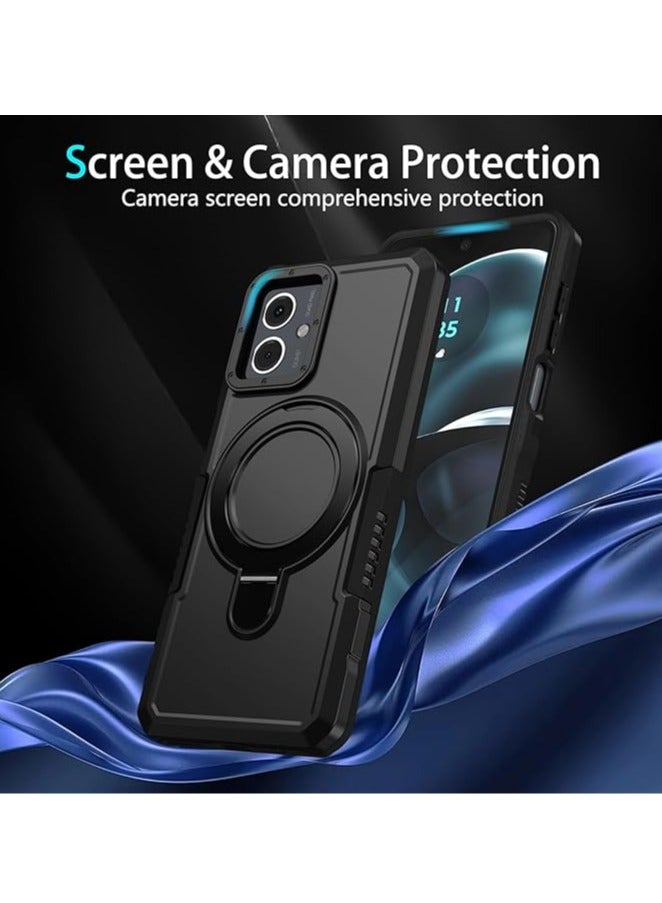 general Back Case Cover Compatible with Motorola Moto G14 Sleek Simple Slim Case with Metal Ring Bracket Shockproof Hard PC Heavy Duty Case 【Military Drop Protection】 - Image 5