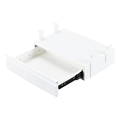 OSteed Under Desk Drawer 18", Pull-out Storage Organizer with Tall Brackets Mounted Under Wooden Table with a Max 2" Crossbar, White_Tall Version - Image 1