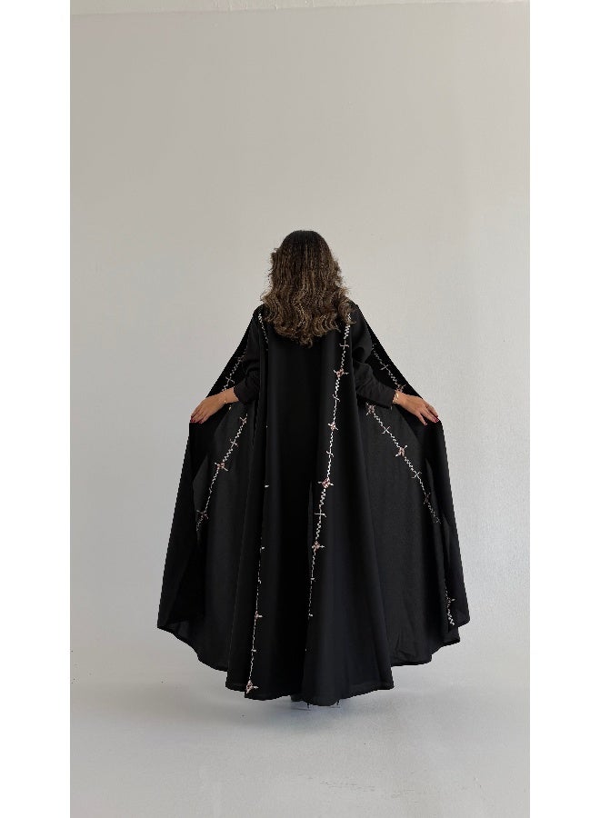 آية MWT640 عباية اسود تطريز - Image 4