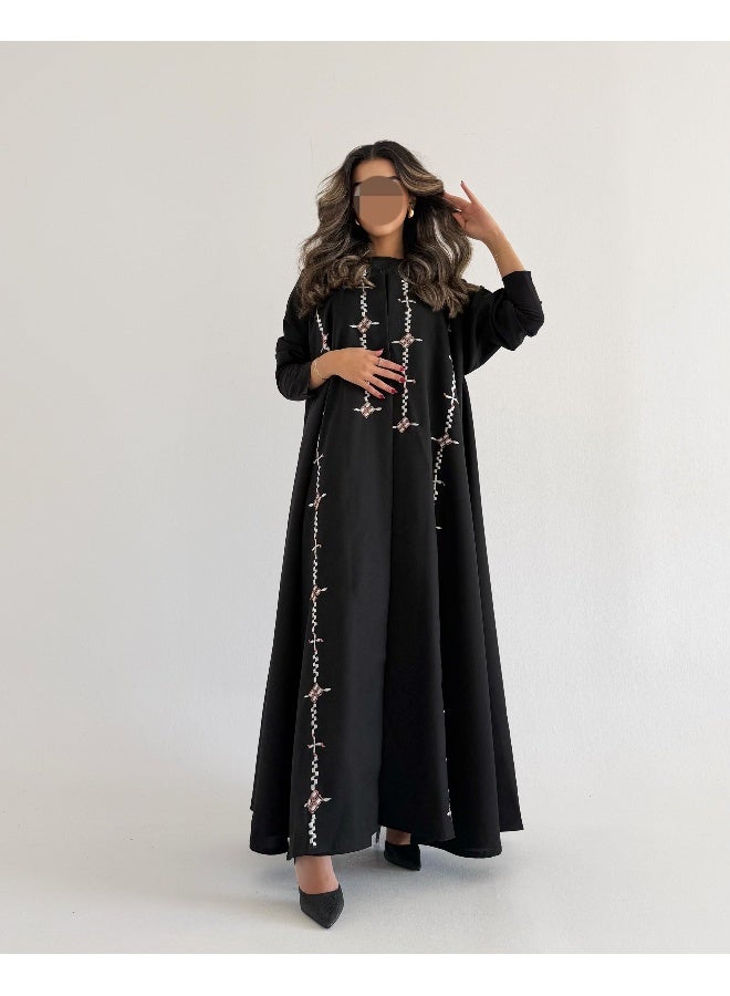 آية MWT640 عباية اسود تطريز - Image 1