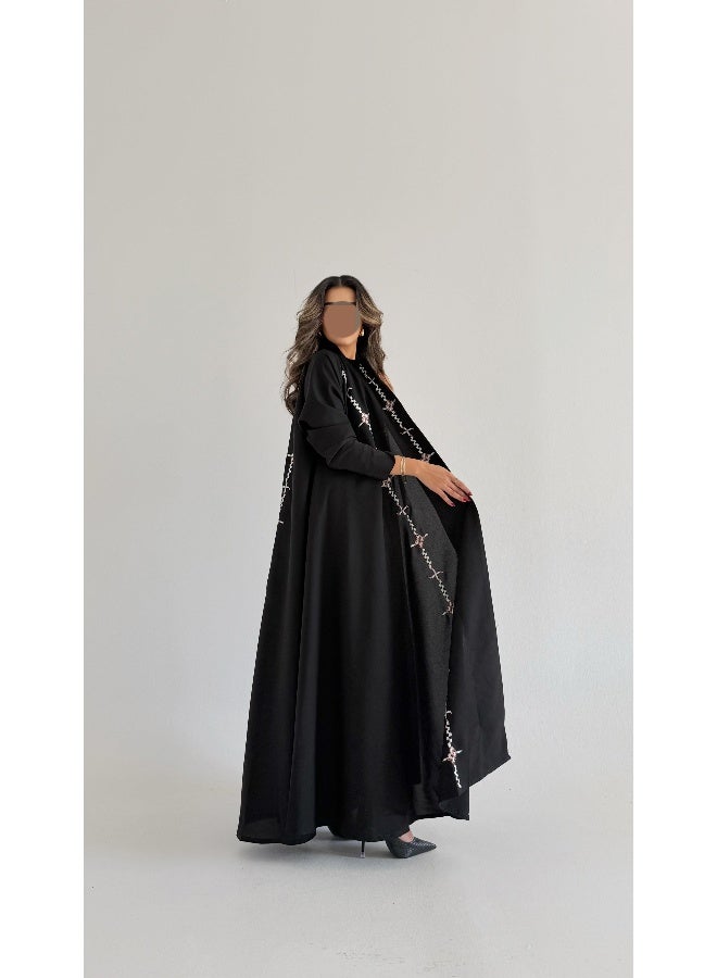 آية MWT640 عباية اسود تطريز - Image 3