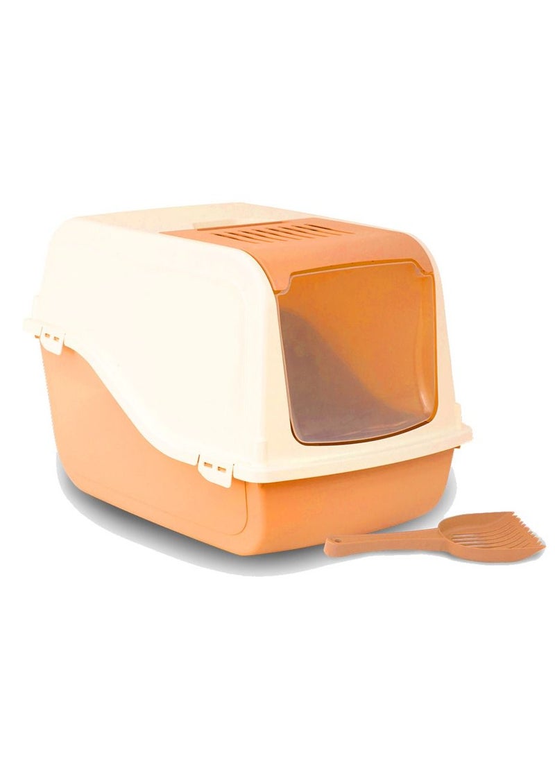 MP Bergamo - Ariel Top Free Cat Litter Box With Scoop Orange 57x39x38Cm - Image 1