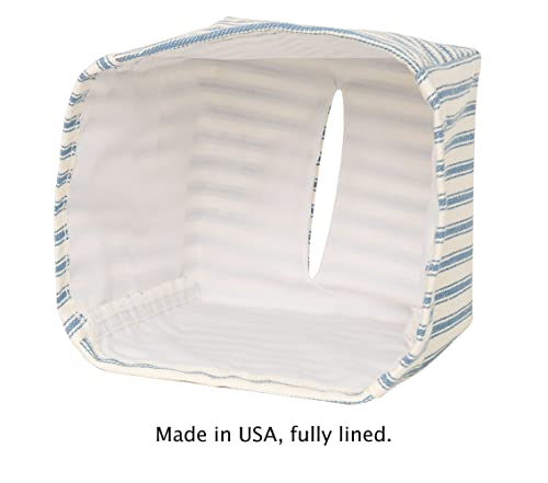 Decorative Things Tissue Box Cover Slipcover Holder, Slips Over Square Facial Tissues, Decorative Pink Stripe Fabric, Made in USA - Image 5