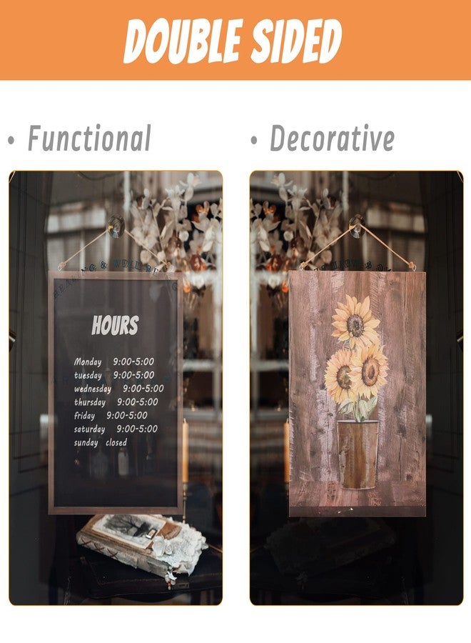 SELEAD 2-Pack Solid Wood Frame Chalkboard Signs with Dustless Chalk - 12"x16" Small Wall Hanging Chalk Board, Double-sided Message Menu Board + Rustic Sunflower Art Decor for Business, Home, Farmhouse - Image 2