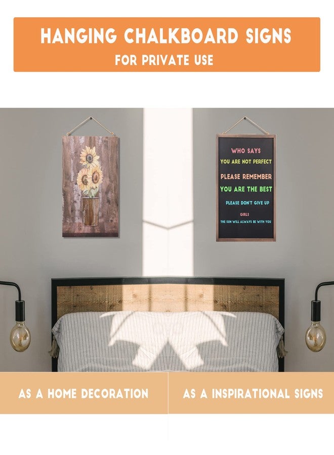 SELEAD 2-Pack Solid Wood Frame Chalkboard Signs with Dustless Chalk - 12"x16" Small Wall Hanging Chalk Board, Double-sided Message Menu Board + Rustic Sunflower Art Decor for Business, Home, Farmhouse - Image 5