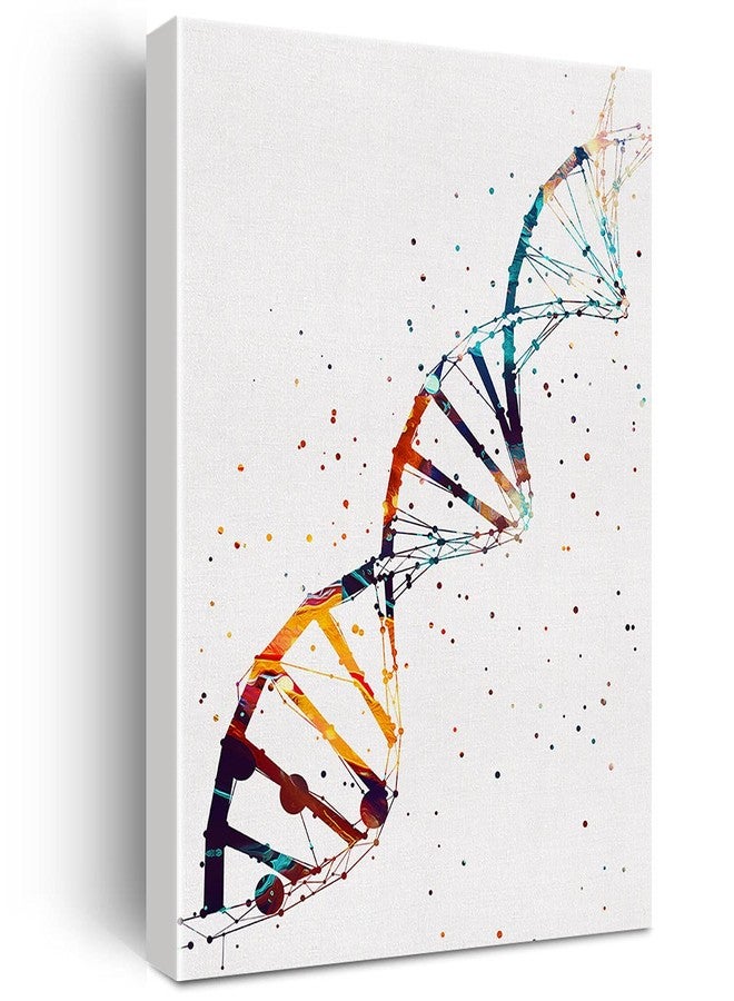 Nvhai Watercolor DNA Science Art Canvas Painting Abstract DNA Single Helix Prints Art for Home Living Room Wall Decor Framed Genetics Artwork Gifts(12x15 Inch) - Image 1