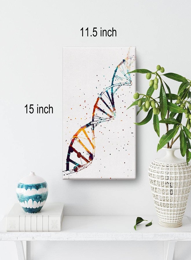 Nvhai Watercolor DNA Science Art Canvas Painting Abstract DNA Single Helix Prints Art for Home Living Room Wall Decor Framed Genetics Artwork Gifts(12x15 Inch) - Image 2