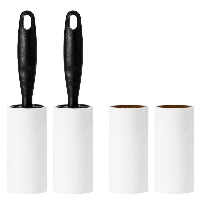 Lint Rollers for Pet Hair Extra Sticky Lint Roller for Clothes Lint Removal 4 Sticky Rolls with 2 Handles BlackBlack Handles 4 Refills