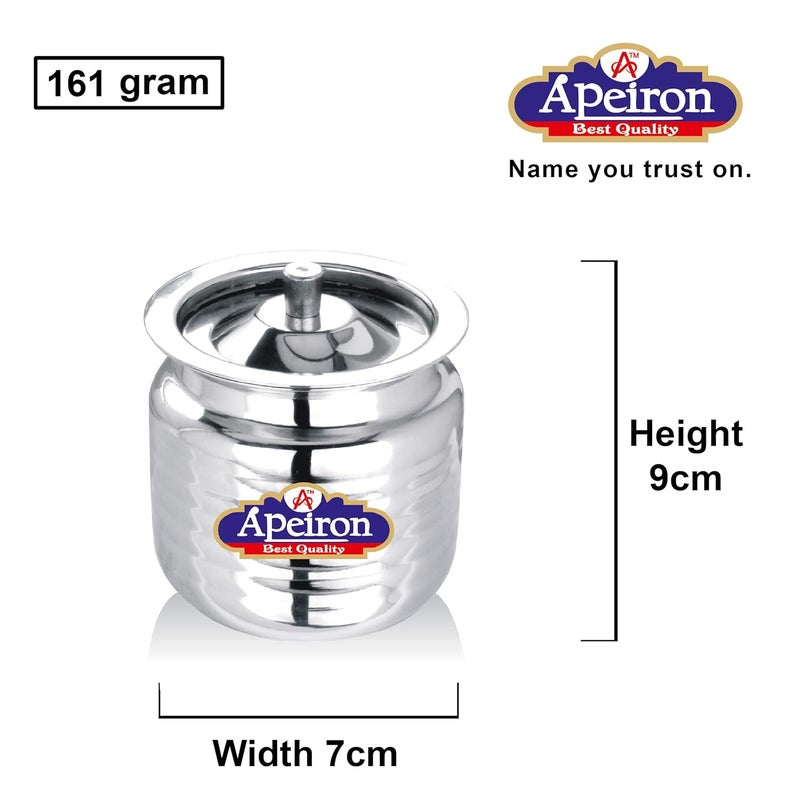 Apeiron Stainless Steel Oil Pot with Spoon and Lid 300 ml 2 pieces Silver - Image 3