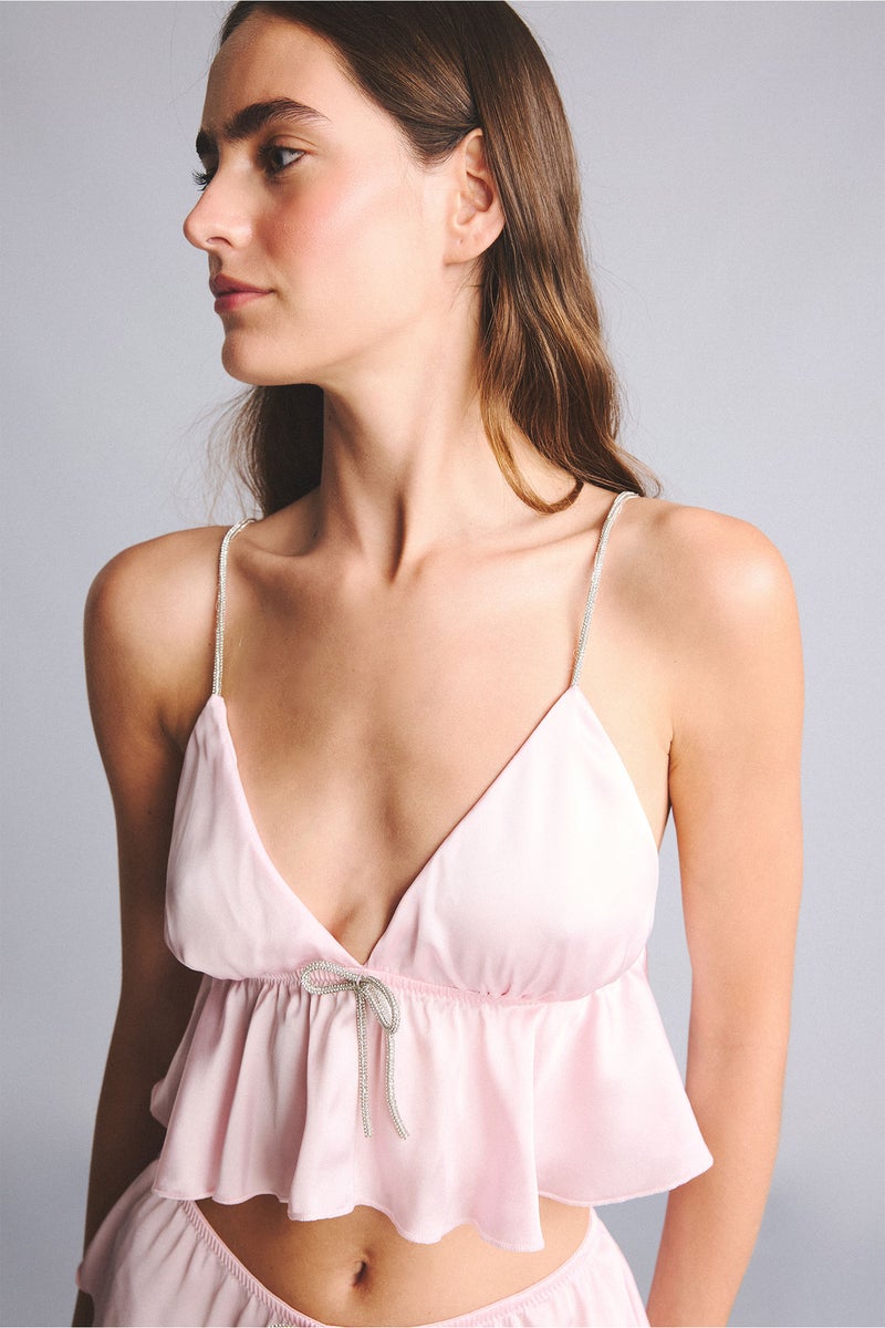 DeFacto Pink Woman Regular Fit Strappy Woven Pyjamas Top Casual - Image 1
