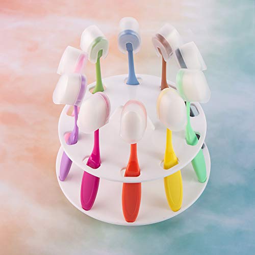 Yoseng 10 pcs Rainbow 4 Ink Blending Brushes for Card Making,Craft Broad Application Assortment Paper Crafter（with dust Cover and Rotating Brush Holder） - Image 2