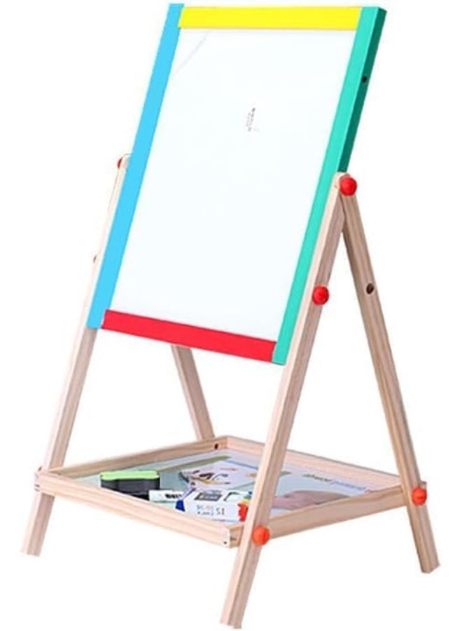 Orchid Wooden Art Easel for Kids with Whiteboard 40X33cm, Adjustable Double-Sided Drawing Board with Chalkboard & Storage Tray, Educational Painting Easel for Children & Toddlers (Small) - Image 2