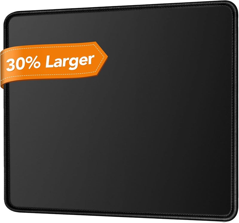TONOS Black Mouse Pad 11 x 8.7 in. with Stitched Edges & Non-Slip Rubber Base - Premium-Textured for Gaming & Office Use - Image 1