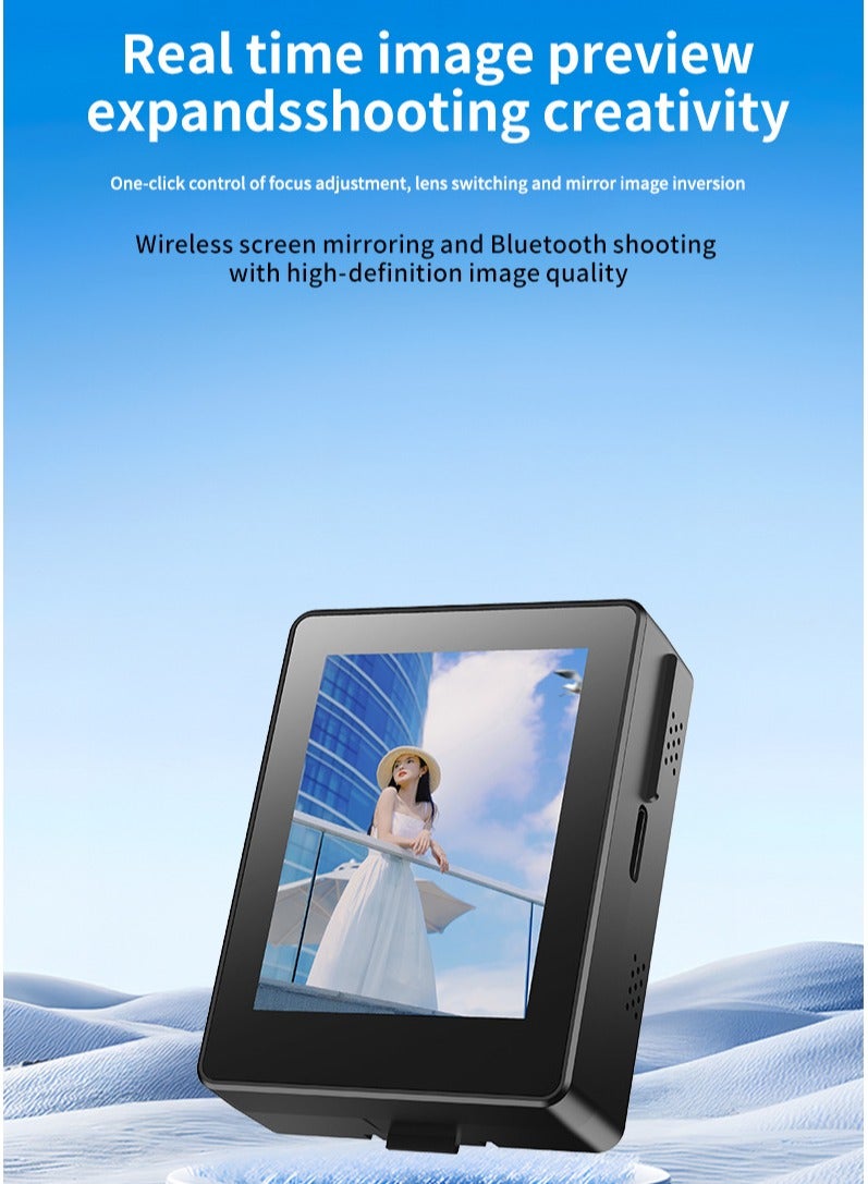 Wireless Phone Screen Mirroring Device for Selfie & Vlog, 2-Inch HD Display, Bluetooth Remote Capture, Compatible with iOS & Android - Image 2