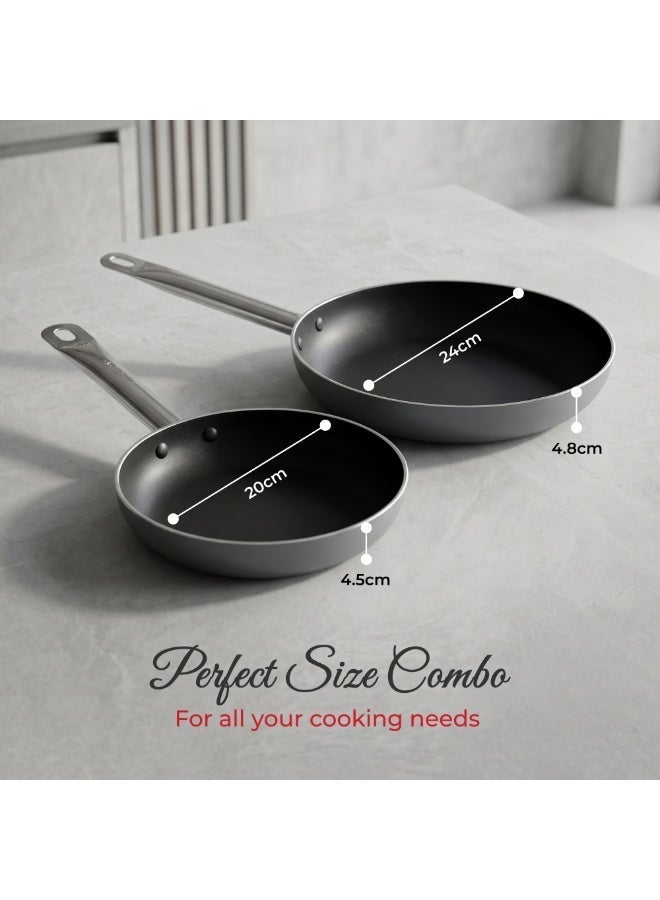 Bergner Set of 2 Frying Pans – Made of Pressed Aluminium – Total Anti-Adhesion – Resistant and Durable Coating – Suitable for All Types of cookers Including Induction - Image 2