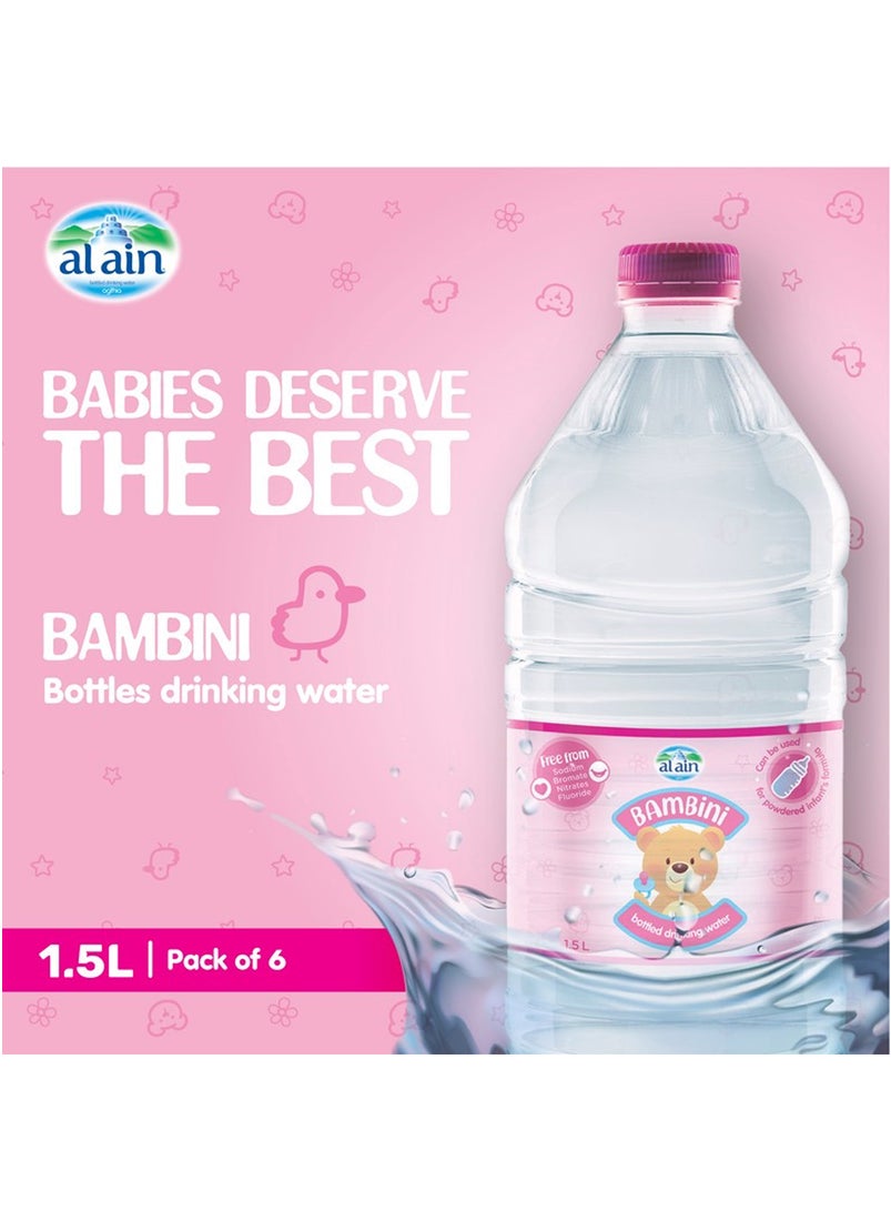 Al Ain Al Ain Water Bambini, 1.5L Water, Pack of 6, Food Preparation Bottled Water, Ready to Use, Formulated Especially for Babies  - Image 2