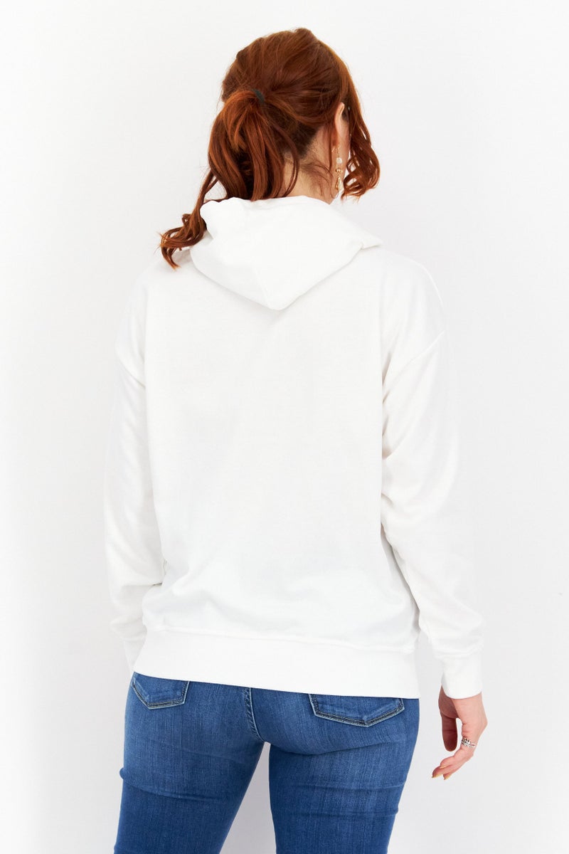 Marilyn Monroe Women Hooded Printed Long Sleeve Sweatshirts, White Combo - Image 3