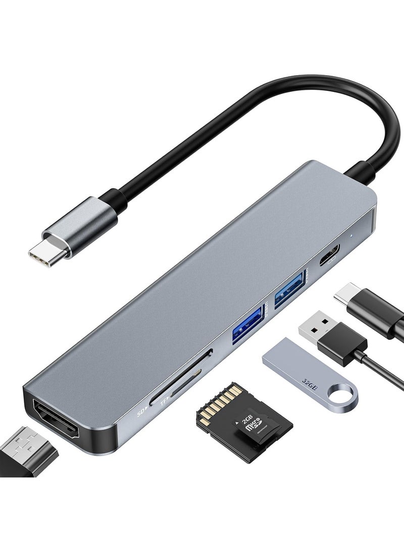 Beauenty TYPE-C to HDMI TV 7 in 1 USB C Hub, 100W PD Charging, 3x USB Ports (2.0  3.0), SD/TF Card Reader - for MacBook Pro/Air, Laptops and Type-C Devices - Image 1