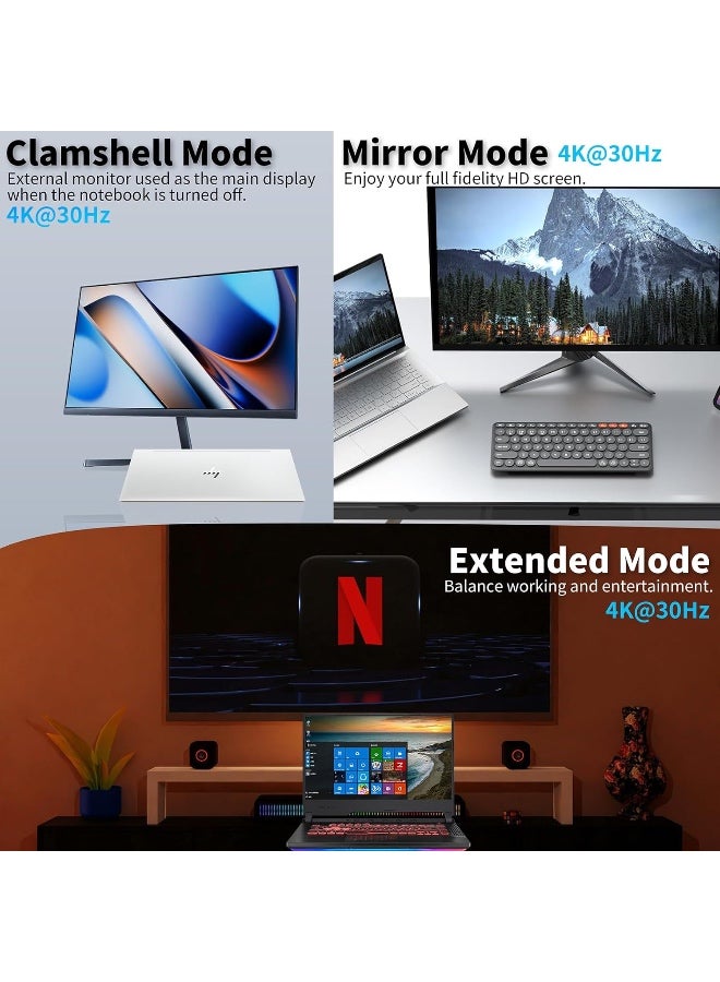 Beauenty TYPE-C to HDMI TV 7 in 1 USB C Hub, 100W PD Charging, 3x USB Ports (2.0  3.0), SD/TF Card Reader - for MacBook Pro/Air, Laptops and Type-C Devices - Image 3