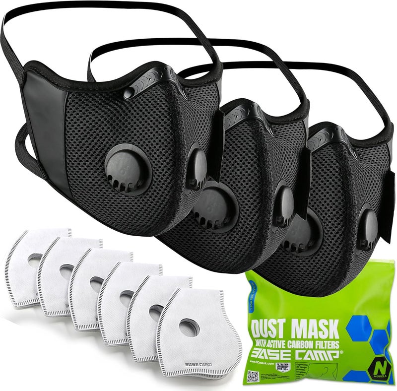 Base Camp قناع الغبار BASE CAMP M Cross مع 6 فلاتر كربون نشط - قناع أمان قابل لإعادة الاستخدام وقابل للتنفس للعمل - Image 1