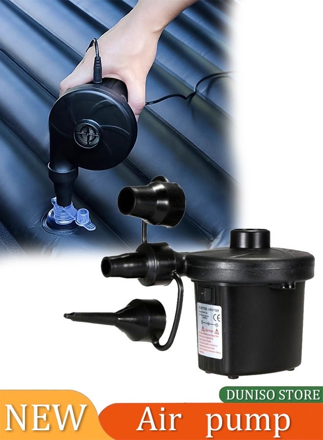 Portable electric camping inflatable pump with 3 nozzles Quick-Fill Deflate & Inflate Pump for Paddling Pool, AirBed Pump, Swimming Pool Camping Air Bed Air Mattresses - Image 1